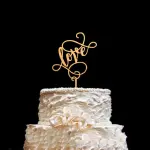 1 pcs Golden love acrylic topper
