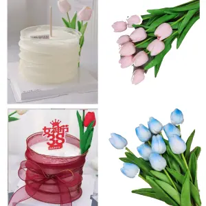 1 pcs Artificial flower with leaf cake topper