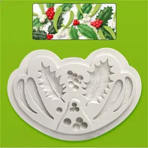 Holly berry leaf christmas silicone mould