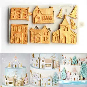 Christmas theme winter house silicone mould