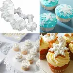 3 pcs set Snowflake Cake Decorating Fondant Plunger Cutters Mold Mould Cookies Tools