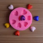 7 cavity 3D mini heart silicone mould