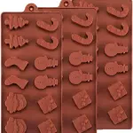 Christmas Silicone Chocolate Molds,3pcs 12-Cavity Cake Molds Candy Baking Cups for Chocolate Bar DIY for Christmas Party Cake Topper with Christmas Theme Shapes