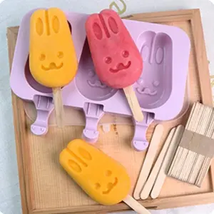 3 Cavities Cute Bunny Silicone Popsicle Mould