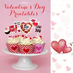 12 pcs Valentine Day theme cupcake topper set