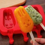 3 Cavities Cute Bunny Silicone Popsicle Mould