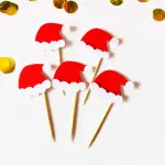 6 pcs Christmas santa cap cupcake topper