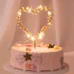 1pc led Heart Shaped Cake Topper Decoration