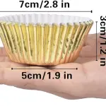 100Pcs Cupcake Cases,Foil Metallic Cupcake Liners Baking Muffin Paper Cups
