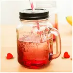 1 pcs Glass Mason Jars With Straw