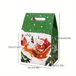1Pcs Green Christmas Baking Paper Tote Bag 10cm x 10cm x 6cm x 5.3cm