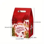 1Pcs Red Big Santa Christmas Baking Paper Tote Bag 10cm x 10cm x 6cm x 15.3cm