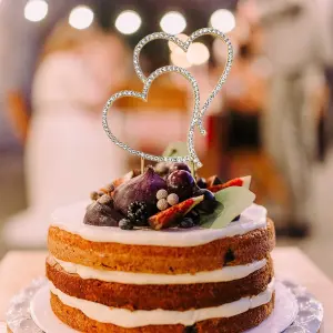 Crystal Alloy Rhinestone Heart Shape Cake Topper