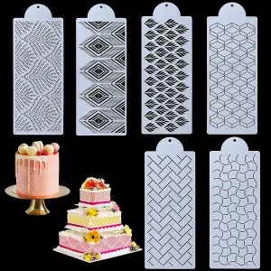 6 pcs texture Decoration icing Stencils style 11