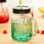 1 pcs Glass Mason Jars With Straw