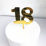 Golden 18th happy birthday cake topper