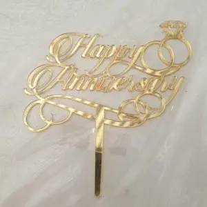 1 Pcs Happy anniversary with Ring cake topper