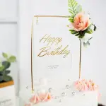 Bakewareind Happy Birthday Floral Acrylic Cake Topper,Rectangle