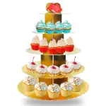 5 Layer Disposable Cake Stand Golden Cardboard Dessert Mini Cake Stand Tower Cupcake Stand Baby Shower Birthday Party Supplies cup cake stand