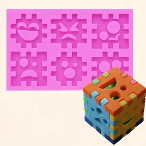 Smiley face multiple expressions puzzle silicone mould