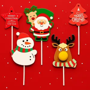 5 pcs Christmas Theme cake cupcake topper set (Yellow) STYLE 12