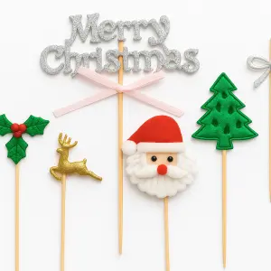 8 pcs Christmas Theme cake cupcake topper set (Style 13)