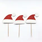3 pcs santa Christmas hat cupcake topper