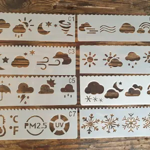 8 pcs Weather Theme Decoration icing Stencils set Style 1
