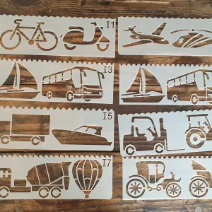8 pcs Vehicles Theme Decoration icing Stencils set