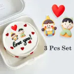 3 pcs Couple Boy Girl and Heart Miniature toy topper