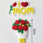 2 pcs I love mom and Flower Bouquet cake topper set