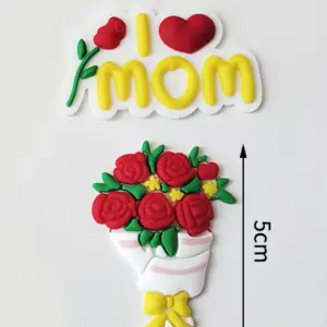 2 pcs I love mom and Flower Bouquet cake topper set