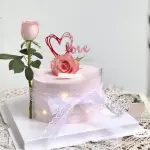 1 pcs red heart love cake topper