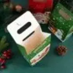 1Pcs Green Christmas Baking Paper Tote Bag 11cm x 15.5cm x 15.5cm x 16cm