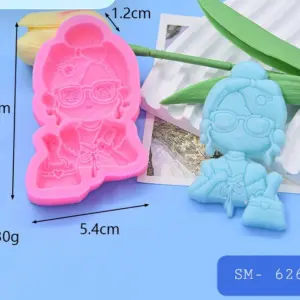 Cute Girl with Glasses Silicone Mould for Resin, Candle & Cake Decoration