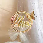 Mom with butterfly cake topper