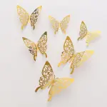 12 pcs Golden Metallic Butterfly topper set Style 7