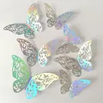 12 pcs silver Metallic Butterfly topper set style 1