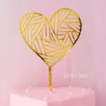 1 pcs golden abstract heart cake topper