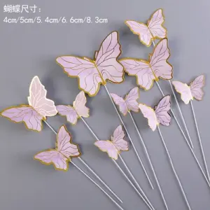 10 pcs Paper butterfly with golden topper set
