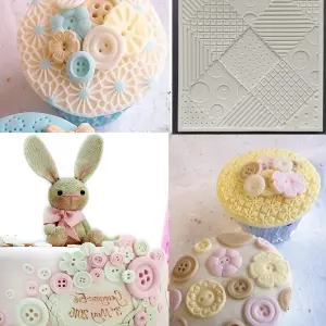Fondant Patchwork Quilt Knitting Weave Mat silicone Mould
