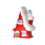 1Pcs Christmas Themed Resin House Figurine,Micro Landscapes Ornament Accessories,Red