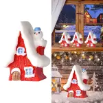 1Pcs Christmas Themed Resin House Figurine,Micro Landscapes Ornament Accessories,Red