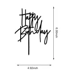 black happy birthday cake topper