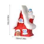 1Pcs Christmas Themed Resin House Figurine,Micro Landscapes Ornament Accessories,Red
