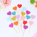 10 pcs colorful heart cupcake topper