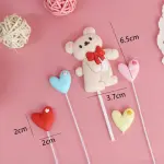 5 pcs teddy love cake toy topper