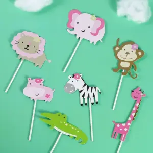 7 pcs cute Animal cake/cupcake topper theme cake decoration