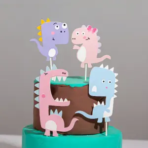 4 pcs Dinosaur theme cake topper set