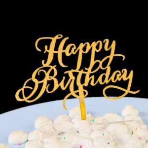 Golden happy birthday cake topper